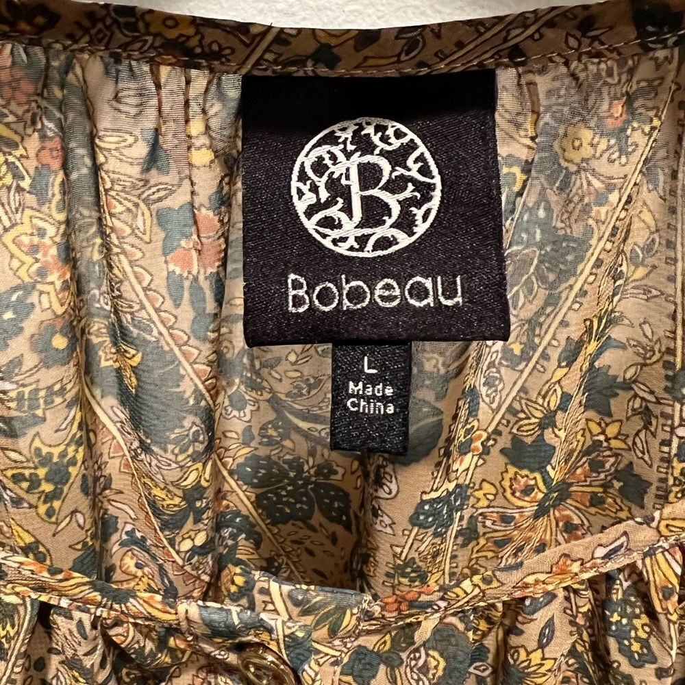 Bobeau‎ sheer boho blouse with floral print women’s size large - Picture 4 of 8